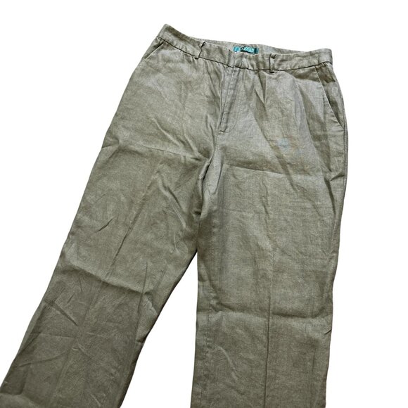 RALPH LAUREN 100% Linen Straight Leg Trouser Pants in Taupe Brown SZ 10 - Picture 3 of 8